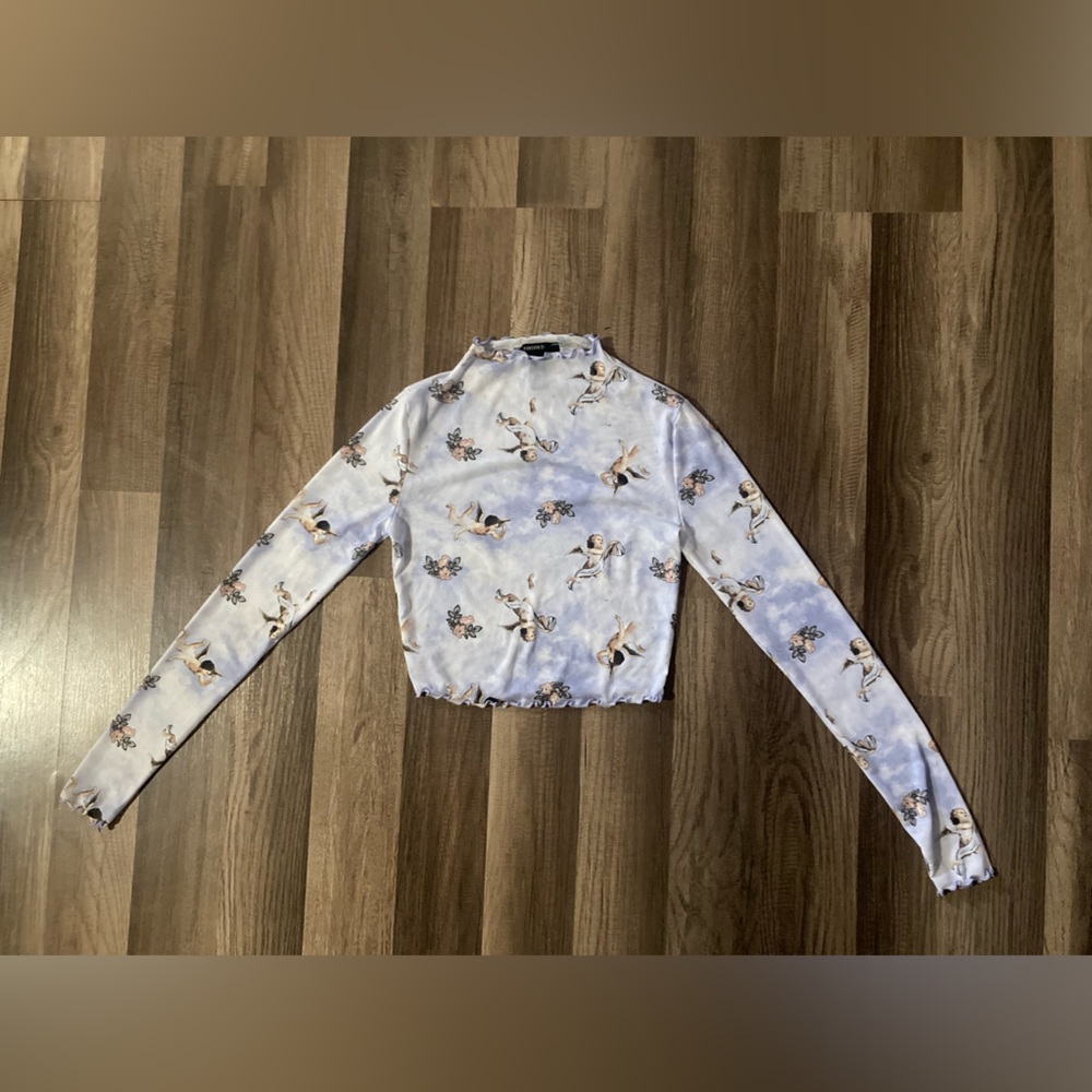 Forever 21 Top long sleeve Transparent With Angels Print Size S